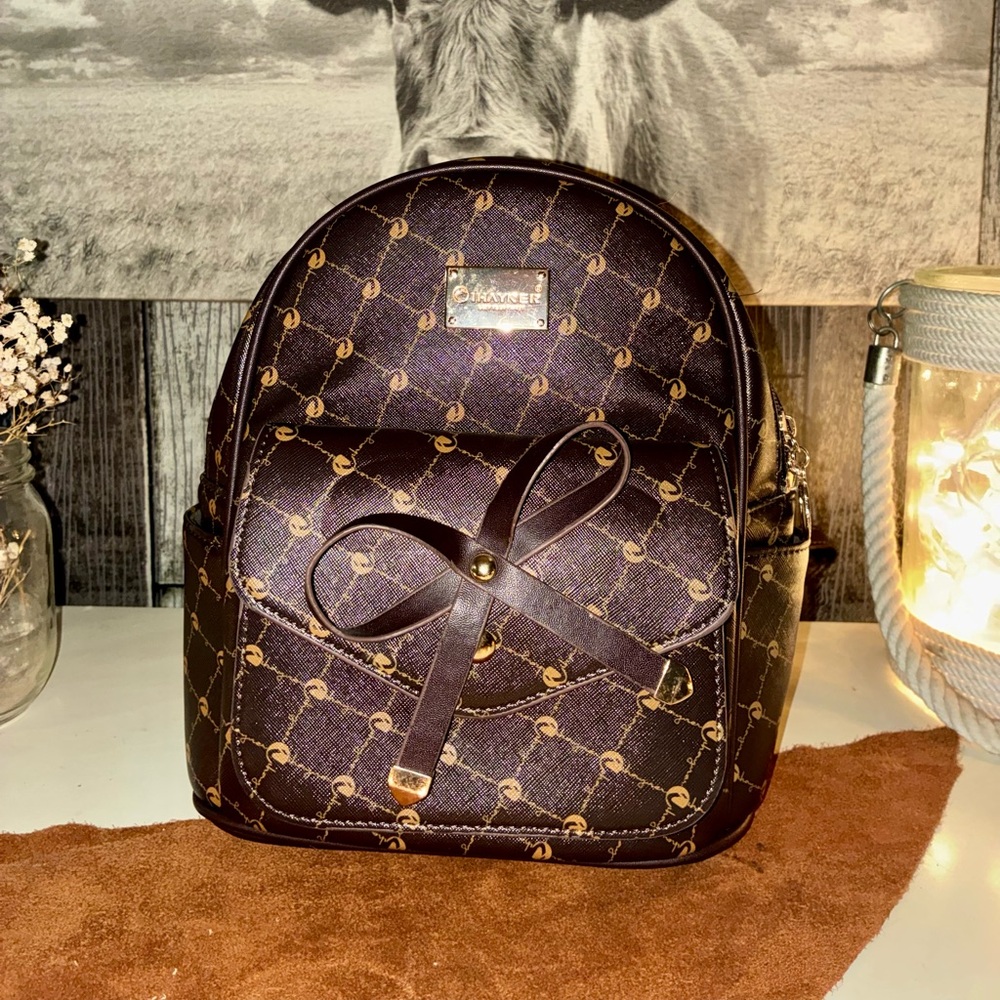 Brown Patterned Backpack - image 1